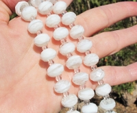 Czech Faceted White Snowswirl Rondels, 12mm
