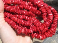 Red Coral Tumbled Heshi, 12-14mm