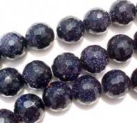 Blue Goldstone Faceted Rounds, 10mm