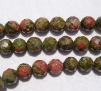 Unakite Faceted Rounds, 6mm
