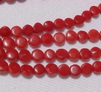 Red Coral Coins, 4mm