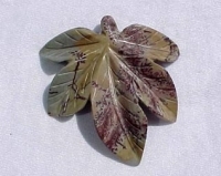 Picture Jasper Carved Leaf Pendant, Tan/Taupe/Maroon