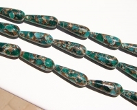 Emerald Green Rhyolite Longdrill Teardrops, 10x30mm, each