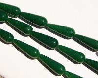 Green Jade  Longdrill Teardrops, 10x30mm, each