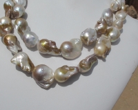 Gold Wash White Fireball Pearls, 12-17mm Baroque