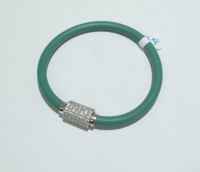 Swarovski Crystal Barrel on Green Neoprene,Magnetic Clasp