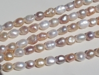 Multi Hue Large Hole Pearls, 8-9mm Baroque Rice