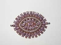 Oval Sterling Medallion Link Pink Crystal, 1-1/2"