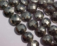 Gold Pyrite Faceted Coins, 8-9mm