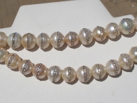 Crystal Studded Sheer Pink Large Hole Pearls, 11-13mm, each
