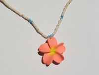 Polymer Clay Flower Necklace, Salmon