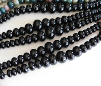 Black Onyx Polished Rondels, Graduated 6-16mm