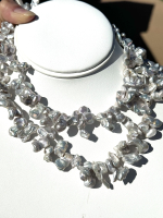 Burnished Silver Heavy Top Drill WILD Keshi Pearls, 10x20mm