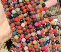Snowflake Agate Faceted Rounds, Jewel Tone Mix, 8mm