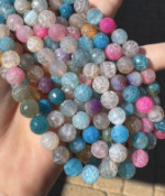 Snowflake Agate Faceted Rounds, Bubble Gum Mix, 8mm