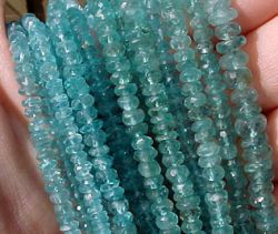 Blue Apatite Faceted Rondel, 3.5-4mm