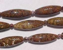 Red Brown Snakeskin Jasper Bicones, 30x10mm