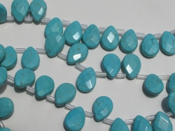 Stabilized Turquoise Faceted Flat Briolette, 10x14mm, 20pcs