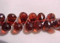 A+ Pink Garnet Teardop Briolettes, 5x3mm