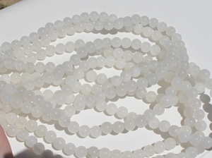 White Jade Polished Rounds, 7mm