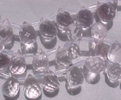 Pink Quartz Briolette, 10 x 7mm, 28 pc