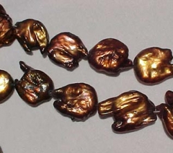 Designer Coin Pearls, Mahogany Peacock, 19-22mm, each
