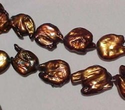 Designer Coin Pearls, Mahogany Peacock, 19-22mm, each