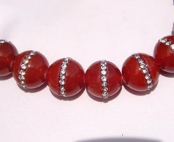 Crystal Studded Carnelian, 14mm, each