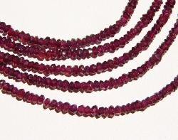 Red Garnet Hand Cut Faceted Rondels, 3-3.5mm