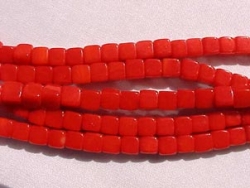 Red Coral Cubes, 4mm