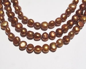 Antiqued Copper Large Hole Pearls, 10-11mm side drill, 8" string