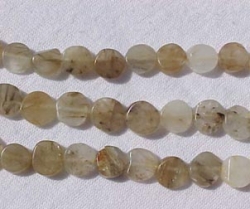 Rutilated Quartz Matte Coins, 8-9mm