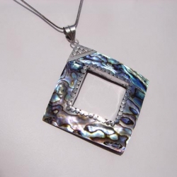 Abalone Modern Diagonal Pendant, 2"