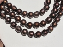 Saddle Brown Circle' Baroque Pearls, 11-12mm