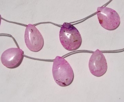 Solar Quartz Hot Pink Teardrop Briolettes, 24-28mm