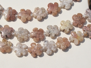 Cherry Blossom Agate Flowers, 15mm, each