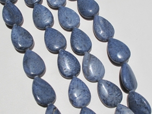 Blue Coral Long Drill Flat Teardrops, 15x20mm