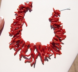 Graduated Italian Sardinia Red Coral Branch, 10-32mm, 10" string
