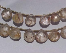 Rutilated Quartz Briolettes, 12-13mm