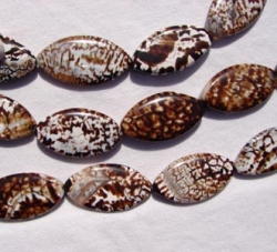 Animal Print Agate Flat Marquis, 20x38mm