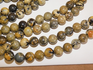 Picture Jasper Dark Flower Polished Rounds, 16mm