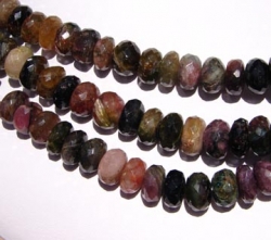 Multi Color Tourmaline Faceted Rondels, 12mm