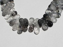 Black Rutilated Quartz Polished Briolettes, Graduated Shades, 10-14mm