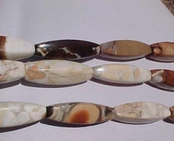 Chocolate Cream Breciated Jasper, 4-Sided Barrels, 10x36mm