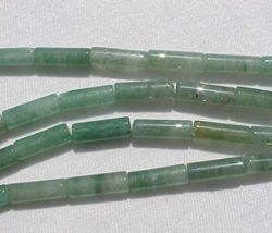 Jade Green Adventurine Tubes, 13x4mm