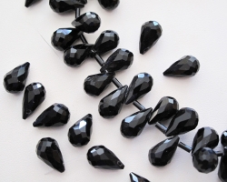 Black Crystal Teardrop Briolette, 8x13mm, 10 pc