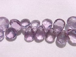 Amethyst Flat Briolette, 9-10mm, 4" string