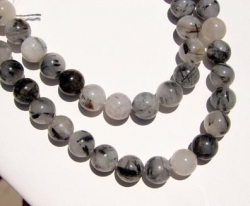 Black Rutilated Quartz Rounds, 12mm