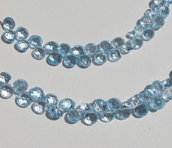 Blue Topaz Briolettes, 6mm, 4" String