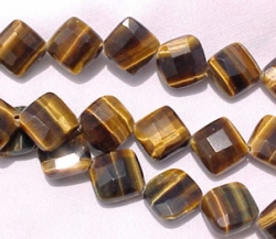 Tigerseye Diagonal Squares, 10mm